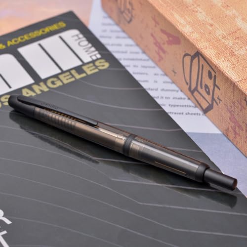 Jinhao 20 Press Fountain Pen, Transparent Black Retractable Extra Fine Nib with Ink Converter Set (Black Clip) - color: Transparent Black (Black Clip), style: Extra Fine