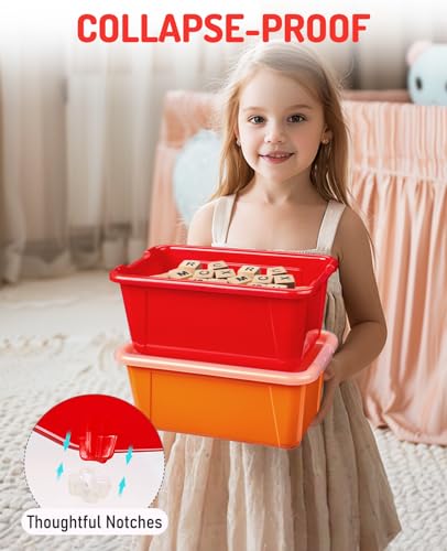 GAMENOTE 6 Quart Stackable Plastic Storage Bins with Lids, 6 Pack, Colorful - color: Colorful