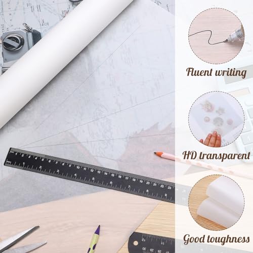 Tracing Paper Roll 17 in × 25 yd, White Translucent for Sewing, Drawing | Translucent Tear-Resistant Paper, Clean Line Transfer, Cut-To-Size Roll for Patterns, Drafting, Art Project & Gift Wrapping - size: 17in x 25yd