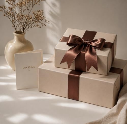 KINGLAKE Brown Satin Ribbon - 1-1/2'' x 100 Yards for Gift Wrapping - color: Brown, size: 1 1/2 Inch x 100 Yards