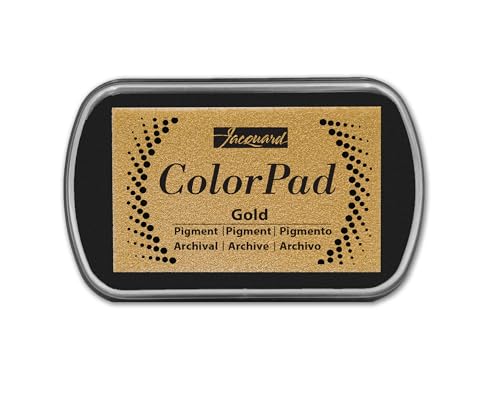 Jacquard ColorPad Archival Pigment Ink Stamp Pads- Metallic Gold - Acid Free - Non-Toxic - Excellent for Blending, Embossing and Stamping - color: Metallic Gold