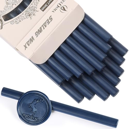 Navy Blue Mini Glue Gun Sealing Wax Stick for Metal Stamp, Pack of 16 | Making wax seals for Wedding invitation, Thanks cards and envelopes, Christmas gift wrapping, Place card - color: Navy blue, size: Small