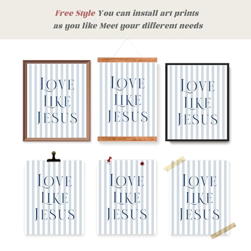 LARTSFRO Coquette Navy Blue Bow Jesus Wall Art Decor Posters, Blue Bow Christian Room Bedroom Bathroom Wall Art Decor Aesthetic for Teen Girls College Gifts, Inspirational Bible Verses Bow Wall Decor, 10x8 Inch Set of 4 Bow Pictures(UNFRAMED) - color: nav