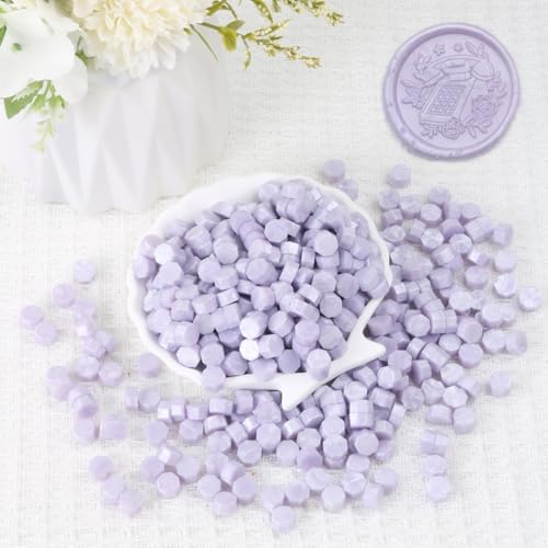 Light Purple Wax Seal Beads, HOSEALING Premium 360pcs Sealing Beads for Wax Seal Stamp, Purple Sealing Wax Pellets Refill Pack for Wax Seal Kit, Wedding Invitations, Envelope Letter Sealing - color: Light Purple
