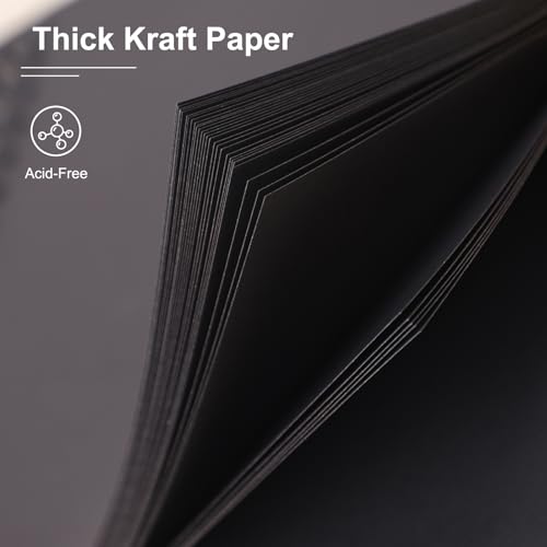 Scrapbook Album 7x7 Inches Hardcover Kraft 40 Pages Black - color: Black, size: 7"x7" 20 Sheets