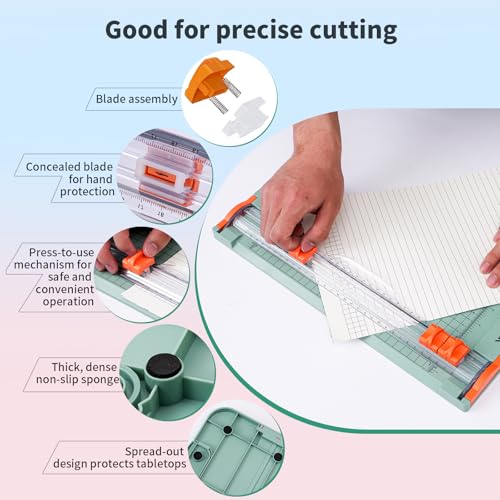 A4 Paper Cutter Slider 12 Inch Paper Trimmer Photo Cutter, Green - color: Green