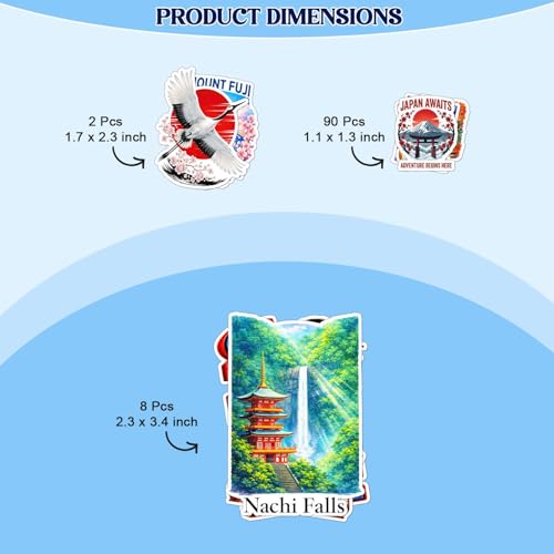 100 PCS Japan Travel Stickers Pack Japanese Fuji Tokyo Osaka Food - color: Japan Travel