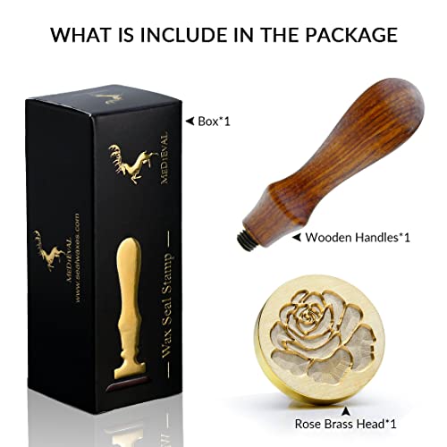 MEDIEVAL Wax Seal Stamp, Blooming Rose Head Design Sealing Wax Stamp - color: Rose Flower Head