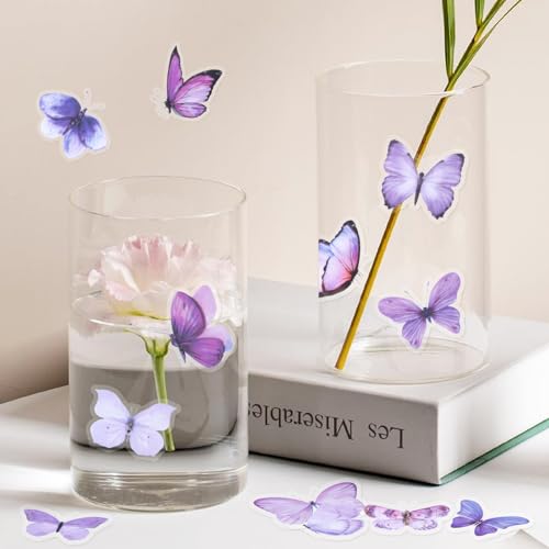 Imeepa 40Pcs Purple Butterfly Stickers Transparent Scrapbooking Stickers - size: Purple Butterfly