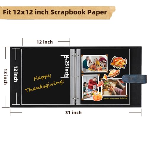 Vienrose 15"x13" Scrapbook Album Gift Set Faux Leather DarkBlue 100 Pages - color: Navy Blue, size: 15"X13" 50Sheets