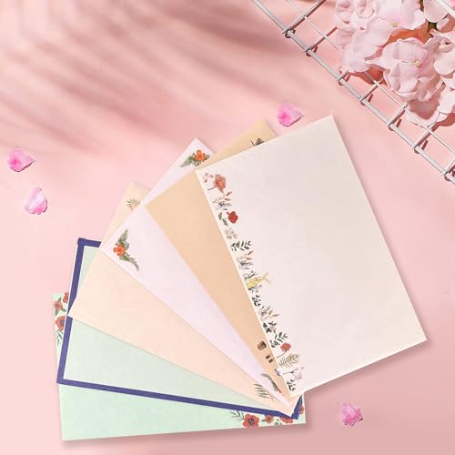 55 Pcs Stationery Paper Envelopes Set | Includes 36 Writing Stationery Paper & 18 Envelopes & 48 Stickers, Animal Letter Stationary Paper Envelopes (6 Style) - color: Animal & Flower