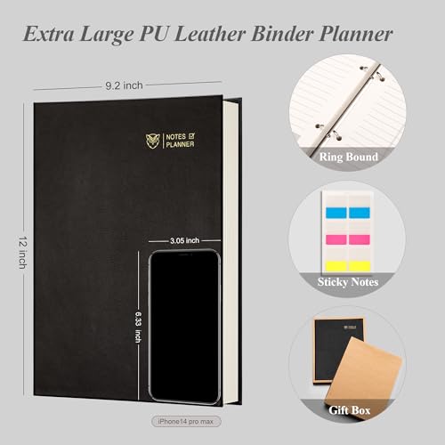 EMSHOI Undated Hourly Daily Planner, 240 Pages, A4 Size (9.2" x 12") - color: Black