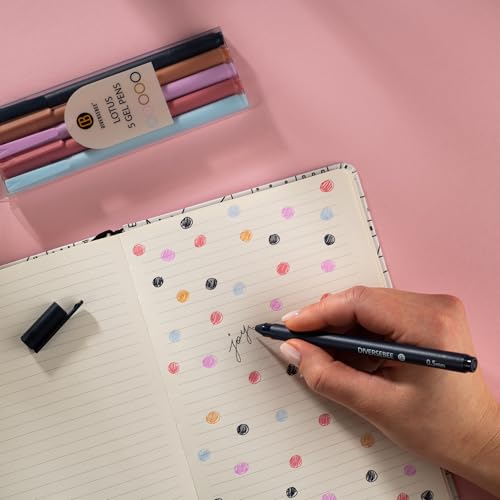 DIVERSEBEE Assorted Gel Ink Pens, 0.5 mm Gel Pens Fine Point (Lotus) | Cute Fine Tip Bible Pens No Bleed Through, Bible Study Journaling Supplies, 5 Pack Set - color: Lotus, size: 1 Count (Pack of 5)