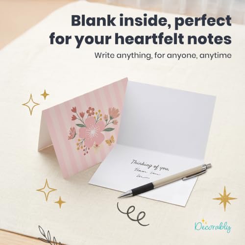 Decorably 32 Pack 4x6in Blank Floral Cards with Envelopes for All Occasions