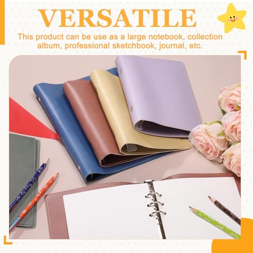PATIKIL A5 PU Leather Binder Protector, 6 Ring Loose Leaf Notebook Protector Round Ring Binder Folder Cover Refillable Notebook for Photocard Collection Travel Journal Planner, Red - color: Red, size: A5