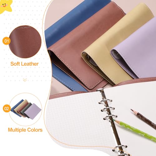 PATIKIL A5 PU Leather Binder Protector, 6 Ring Loose Leaf Notebook Protector Round Ring Binder Folder Cover Refillable Notebook for Photocard Collection Travel Journal Planner, Yellow - color: Yellow, size: A5