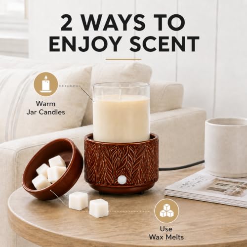 nawaza Ceramic Wax Melt Warmer 4-in-1 Electric Scented Candle Wax Burner - color: Dark Brown-01