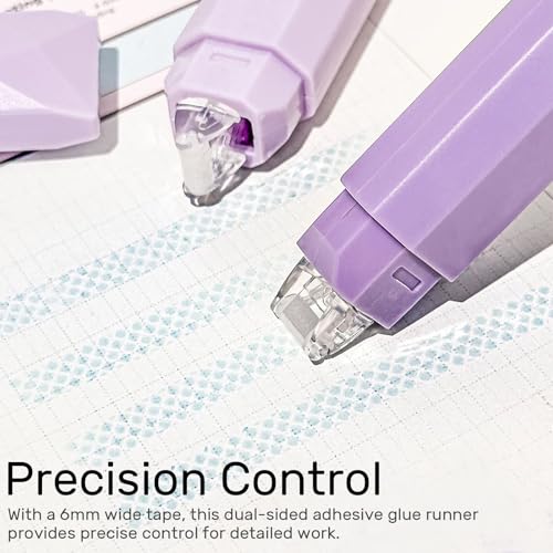 Scrapbooking Double Sided Tape Roller - 4 Pack Erasable Pen Style Dispenser, 6mm Wide Adhesive Tape Glue for Scrapbook Supplies