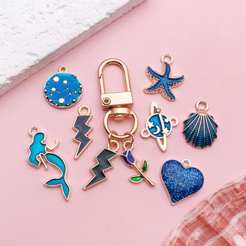 Youdiyla 40pcs Enamel Charms Alloy Metal Charms for Jewelry Making Necklace Bracelet Earring DIY Accessories - color: Dark blue