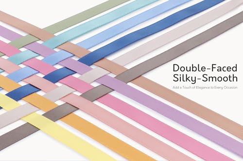 Keypan Pastel Satin Ribbon Set, 12 Rolls, 3/8 Inch, 60 Yards - color: Morandi, size: 3/8"