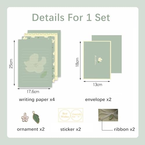 72 Pcs Stationery Paper Envelopes Set Lovely Floral (6Style) | Includes 24 Lined Writing Paper & 12 Envelopes, Cute Letter Writing Stationary Paper Envelopes Kit for Girls Office School - color: Flower
