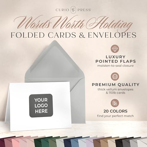 Curio Press Personalized Stationery for Women & Men Cards, Your Logo Folded - color: Your Logo Folded
