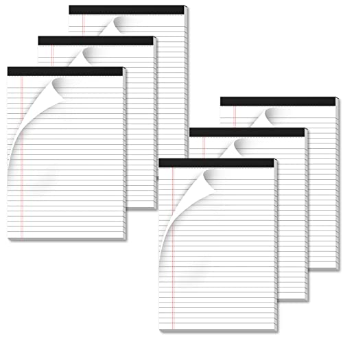 Nichela Legal Pads 6 Pack of Note Pads 6 x 9 Inch Notepad 21lb Thick Paper Legal Pad 30 Sheets Note Pad College Ruled Small Legal Pads 29 Lines Writing Pads for Writing, Sketching, and Note-Taking - style: White-6 Pack