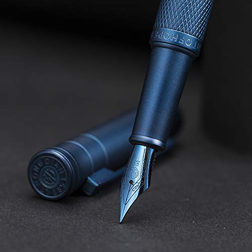 Hongdian 1851 Dark Blue Forest Fountain Pen Medium Nib, Classic Design with Converter and Metal Pen Case - color: Dark Blue, style: Medium Point