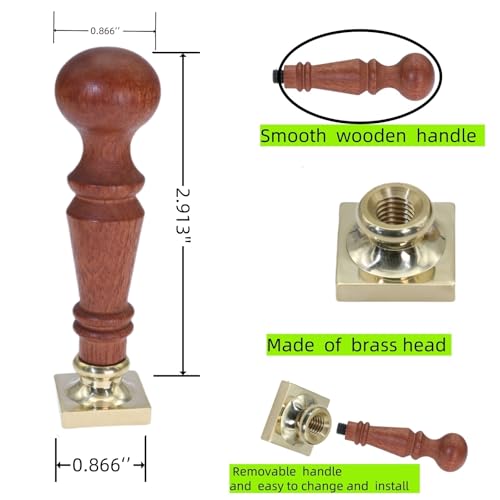 Frame Wax Seal Stamp, Atopbb 3D Embossed Frame Relief Carving Wax Sealing Stamp, Frame Wax Stamp Head Wood Stamp Handle, Wax Stamp for Wedding Invitations, Letter (F08) - style: F08