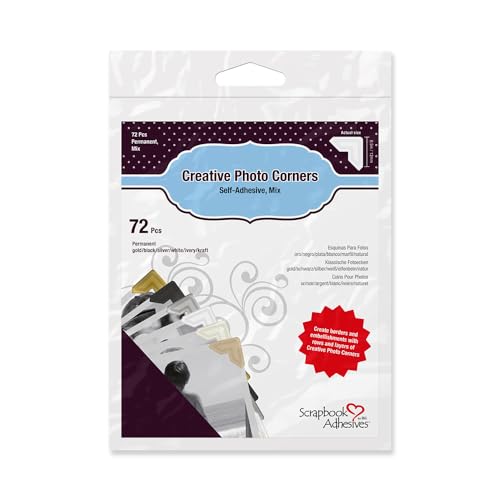 3L Scrapbook Adhesives Self-Adhesive Creative Paper Photo Corners, Variety, 72-Pack - color: Variety
