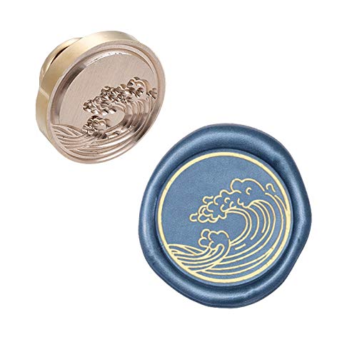 CRASPIRE Wax Seal Stamp Head Wave Replacement Sealing Brass Stamp Head Olny for Embellishment of Envelope Invitations Wedding Wine Package Scrapbooks Parcels Gift Party Greeting Cards - style: Wave