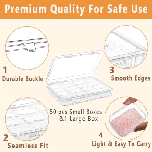 102pcs Bead Storage Containers, Bead Organizer Boxes And Craft Storage Boxes For Bracelet Making Diy Jewelry Craft Nails, Bracelets, Jewelry, Diamonds, Clay Beads, Screws(6 Pack 96pcs) - color: 6 Pack 96pcs(1.93x1.65x0.95inch)