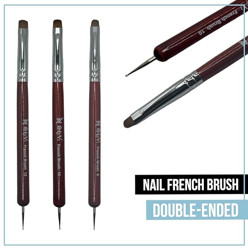 2-Piece Sable Brush Set: Professional Acrylic French Manicure Clean-up Brush and Bend Nail Dotting Pen | Essential Tools for Precision Nail Art and Clean Cuticles (#12) - size: #12