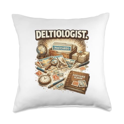 Deltiologist Postcard Collector Ephemera Lover Hobby Travel Throw Pillow - size: 18x18