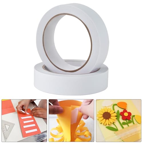1" 2 Rolls Double Sided Adhesive Sticky Tape for Arts, DIY, Crafts, Photography, Scrapbooking, Card Making, Gift Wrapping, Office School Stationery Supplies, Home Supplies(Width: 25 mm) - size: 1 inch