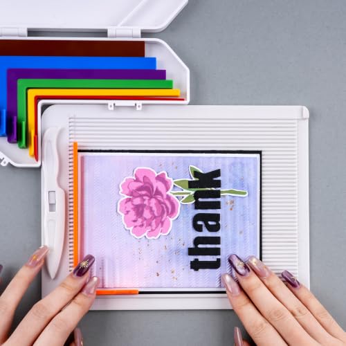 CYFUN DESIGN 9 Pcs Alignment Guide with Case Bone Folder Positioning Tool - color: Colored Alignment Guide+Bone Folder