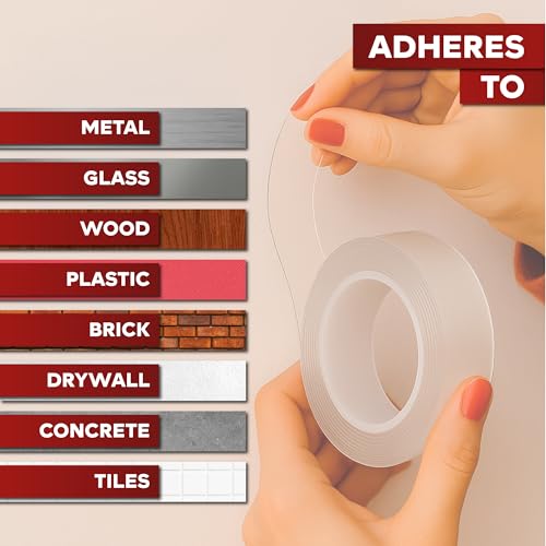 XFasten Reusable Double-Sided Nano Tape, 1-Inch x 15 Feet Traceless Transparent Gel Grip Tape - Multifunction, Movable, Washable - Bathroom, Kitchen Silicone Clear Mat Grip Adhesive Putty Tape - size: 1 x 180 Inch (1 Roll)