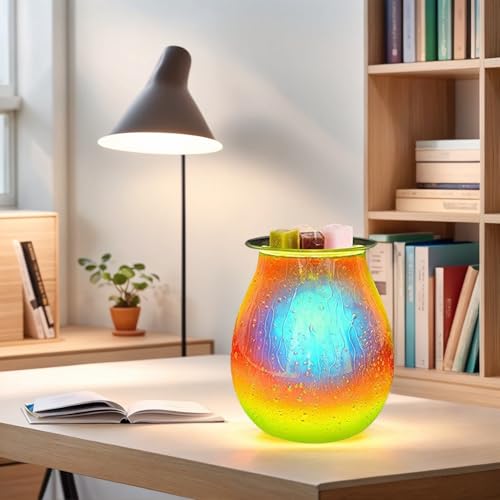 Dicimi Handmade 3D Droplet Candle Warmer Light, Electric Wax Melt Warmer with Warm Glow, Safe Flameless Aroma Lamp for Essential Oils, Unique Home Decor Gift for Women Mom Wife Birthday - color: Green Droplet