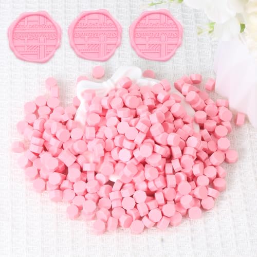 Peach Red Wax Seal Beads, HOSEALING Premium 360pcs Sealing Beads for Wax Seal Stamp, Pink Red Sealing Wax Pellets Refill Pack for Wax Seal Kit, Wedding Invitations, Envelope Letter Sealing - color: Peach Red