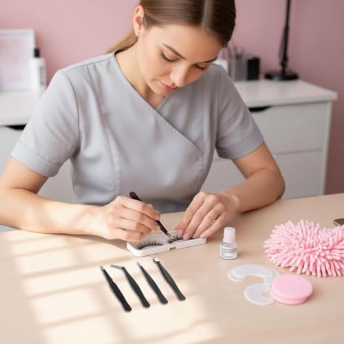4PCS Precision Stainless Steel Tweezers Set for Eyelash Extensions, Fine Detail Crafting, Jewelry Making, Electronics Repair & Nail Art - Multi-Functional Toolkit, Black - color: Black