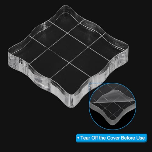 PATIKIL Acrylic Stamp Block, 5 Pack Stamping Block Square Shape with Grid Lines Decorative Mounting Blocks Set for Scrapbooking DIY Crafts Cards Making, 1.18" x 1.18" - size: 1.18" x 1.18"