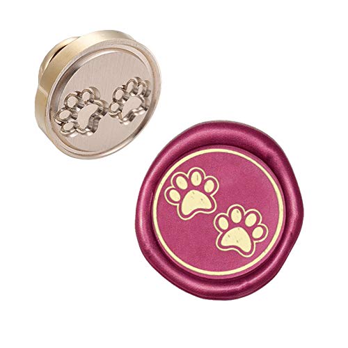 CRASPIRE Wax Seal Stamp Heads Only No Handle Sealing Wax Stamp Head Replacement Footprint Vintage Removable Brass Seal Head 25mm for Wedding Invitations Envelopes Christmas Party Gift Wrap - style: Paw Prints Dog Prints