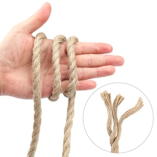 jijAcraft 10mm Jute Rope,50 Feet Natural Heavy Duty Jute Twine Rope,Strong Hemp Rope,Brown 3/8 Inch Thick Decorative Jute Rope for Crafts,Cat Scratching Post,Gardening,Bundling,Swing,Home Decorating - size: 10mm x 50 feet