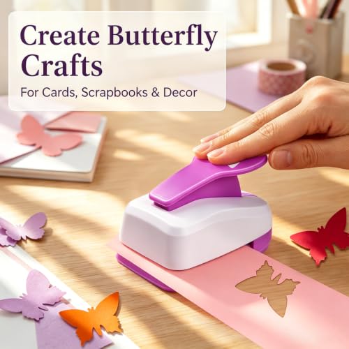 Paper Punch 1.8 Inch Butterfly Hole Punch for Craft Cardstock Paper Project | Butterfly Shape Crafts Punch, Precise & Clean Cut, Easy to Use, Ideal for Scrapbook Journal Gift Tag Card Making Envelope - style: Butterfly