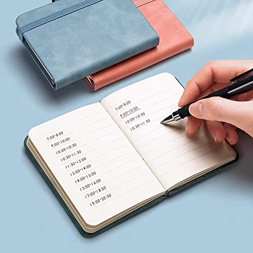 itechpanda 2 Pack Mini Notebooks with Pen Small Pocket Notebook A7 Hardcover Journal Notepad for Students Office Diary Subject Writing Supplies, Pink and Blue