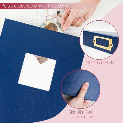 Vienrose 8.5x11 In 3 Ring Scrapbook Photo Album Leather Dark Blue 100 Pages | Diy Photo Album With 50 Plastic Sleeves, Blank Scrapbooks, Photobook, Wedding Baby Family Anniversary - color: Navy Blue, size: 8.5" x 11" 50 Sheets