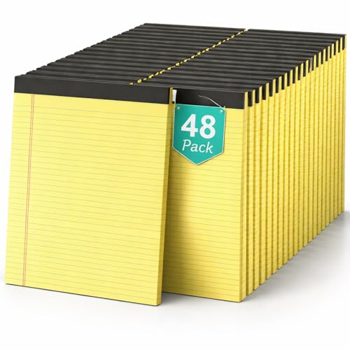 48 Pack Yellow Legal Pads Bulk 8.5 x 11 Wide Ruled, Perforated Writing Pad 30 Sheets, Bulk Notepad with Thick Paper, 8-1/2 x 11 Note Pads Yellow, Lined Paper Notebooks for Office School Home Supplies - color: Yellow-48Pack