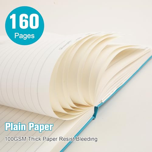 Lined Journal Notebook for Work with 160 Pages, 5.6" x 8" Hardcover Notebooks Journals Medium Size for Writing Women Men - color: turquoise