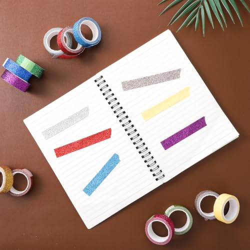TIESOME 12 Rolls Glitter Washi Tape Set,15mm Macaron Colored Masking Tape, - style: Style3