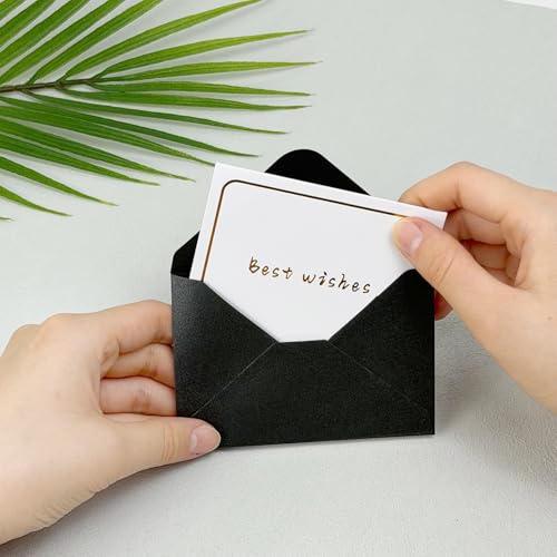 100 Pack Mini Pearl Black Envelopes, 4 x 2.75" Shimmer Gift Card Envelopes, Gift Card Holder, Small Business Card Envelopes for Invitations, Wedding, Birthday Party, Baby Shower - color: Black, size: MINI
